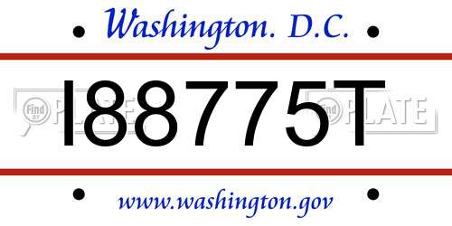 I88775T District Of Columbia License Plate