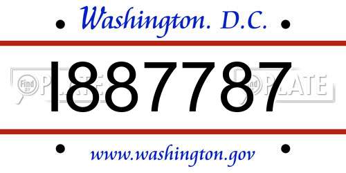 I887787 District Of Columbia License Plate