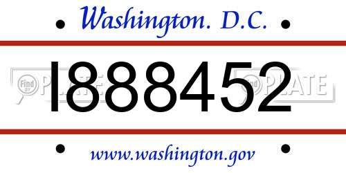 I888452 District Of Columbia License Plate