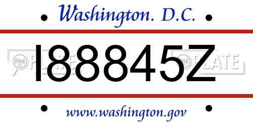 I88845Z District Of Columbia License Plate