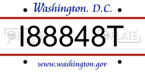 I88848T District Of Columbia License Plate