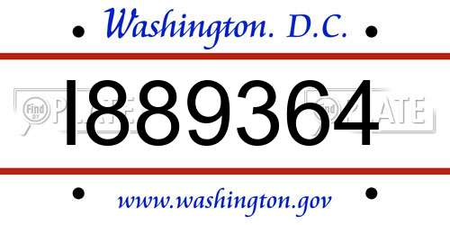I889364 District Of Columbia License Plate