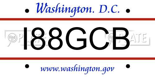 I88GCB District Of Columbia License Plate