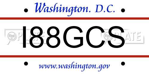 I88GCS District Of Columbia License Plate
