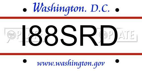 I88SRD District Of Columbia License Plate