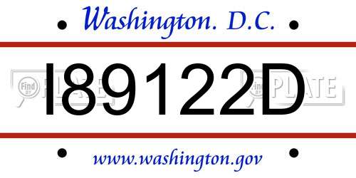 I89122D District Of Columbia License Plate