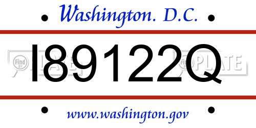 I89122Q District Of Columbia License Plate