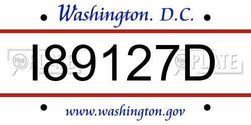 I89127D District Of Columbia License Plate