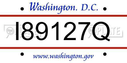 I89127Q District Of Columbia License Plate