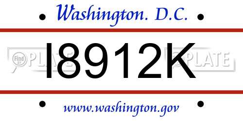 I8912K District Of Columbia License Plate
