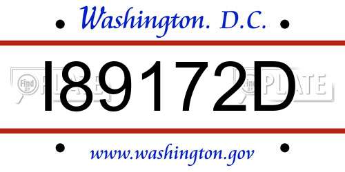 I89172D District Of Columbia License Plate
