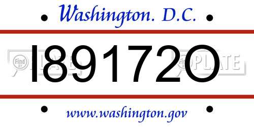 I89172O District Of Columbia License Plate