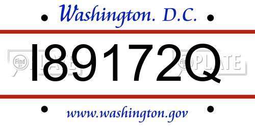 I89172Q District Of Columbia License Plate