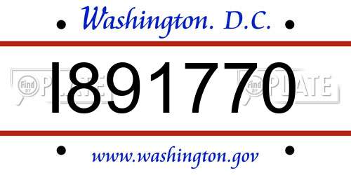 I891770 District Of Columbia License Plate