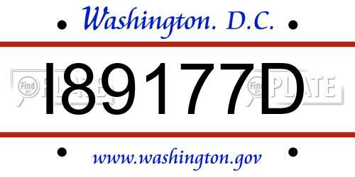 I89177D District Of Columbia License Plate