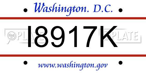 I8917K District Of Columbia License Plate
