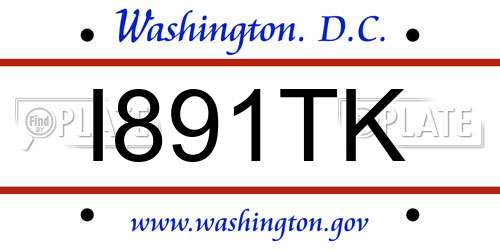 I891TK District Of Columbia License Plate