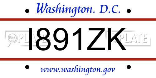 I891ZK District Of Columbia License Plate
