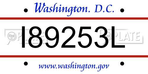 I89253L District Of Columbia License Plate