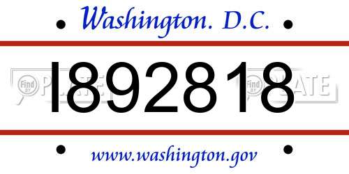 I892818 District Of Columbia License Plate