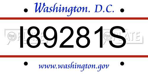 I89281S District Of Columbia License Plate