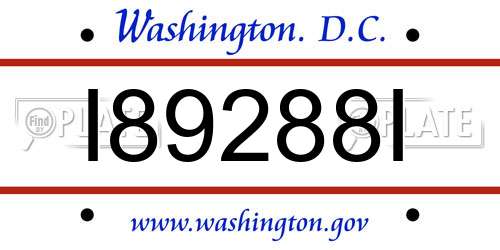 I89288I District Of Columbia License Plate