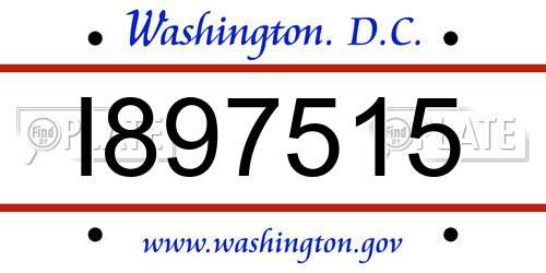 I897515 District Of Columbia License Plate