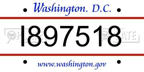 I897518 District Of Columbia License Plate