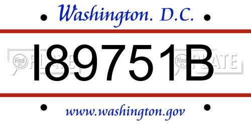 I89751B District Of Columbia License Plate