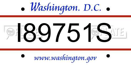 I89751S District Of Columbia License Plate