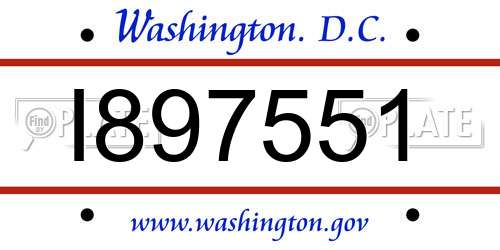 I897551 District Of Columbia License Plate