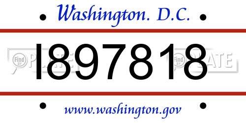 I897818 District Of Columbia License Plate