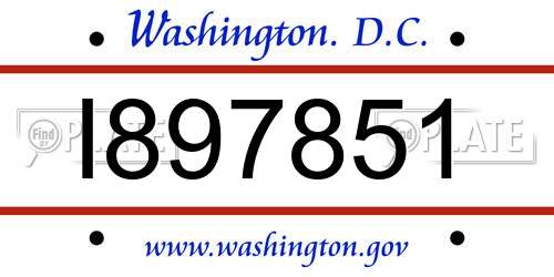 I897851 District Of Columbia License Plate