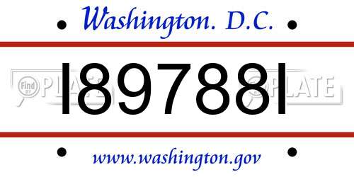 I89788I District Of Columbia License Plate