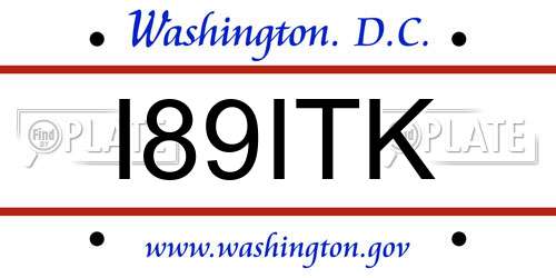 I89ITK District Of Columbia License Plate