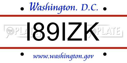 I89IZK District Of Columbia License Plate