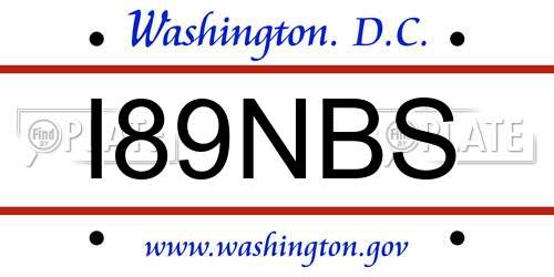 I89NBS District Of Columbia License Plate