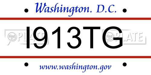 I913TG District Of Columbia License Plate