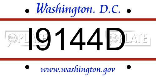 I9144D District Of Columbia License Plate