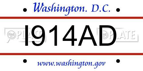 I914AD District Of Columbia License Plate