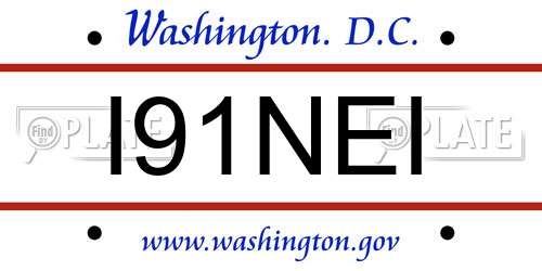 I91NEI District Of Columbia License Plate