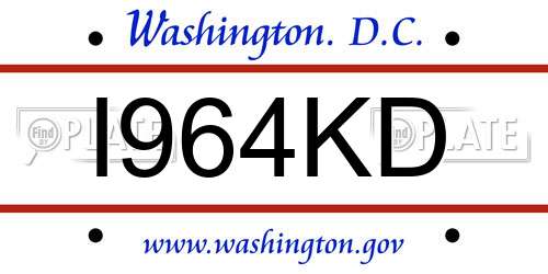 I964KD District Of Columbia License Plate
