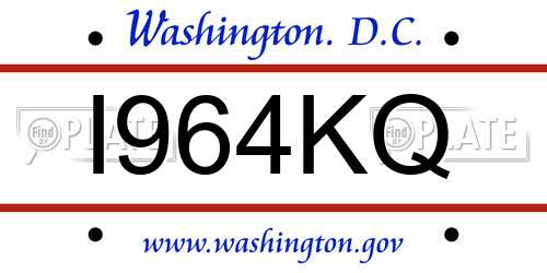 I964KQ District Of Columbia License Plate