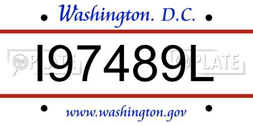 I97489L District Of Columbia License Plate