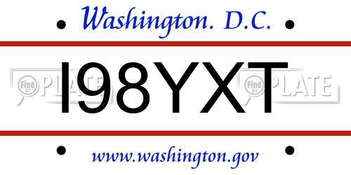 I98YXT District Of Columbia License Plate