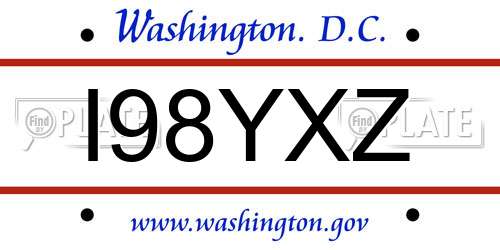 I98YXZ District Of Columbia License Plate
