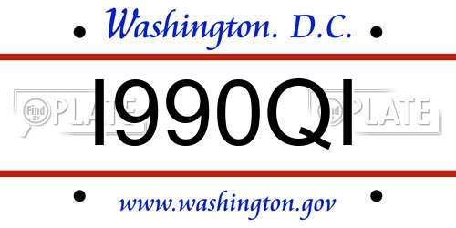 I990QI District Of Columbia License Plate