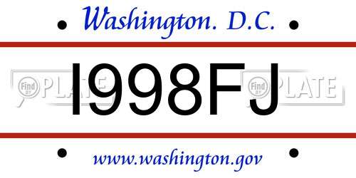 I998FJ District Of Columbia License Plate