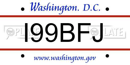 I99BFJ District Of Columbia License Plate