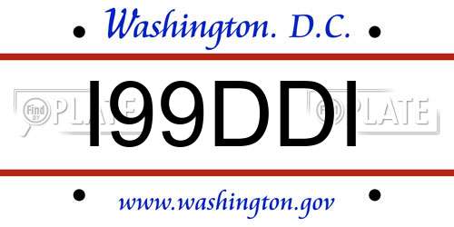 I99DDI District Of Columbia License Plate